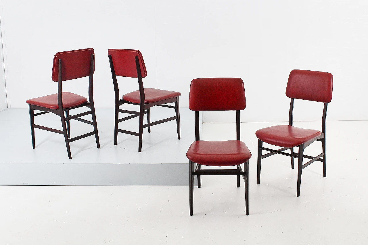 4 Wooden chairs attributed to V. Dassi & E. Palutari, 1960s 2