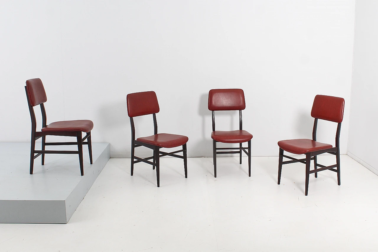 4 Wooden chairs attributed to V. Dassi & E. Palutari, 1960s 4