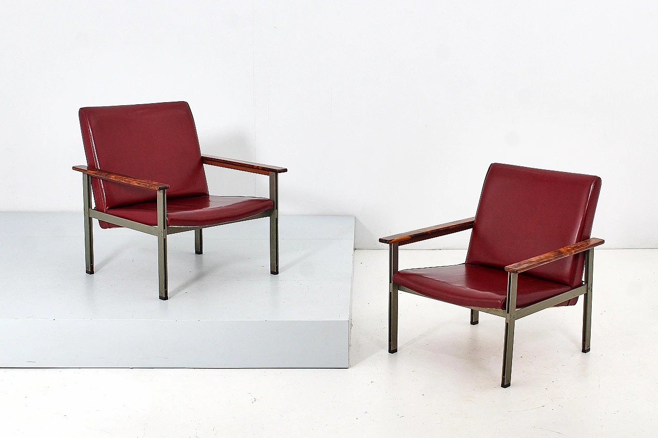 Pair of armchairs attributed to G. Coslin for 3V Arredamenti, 1960s 8