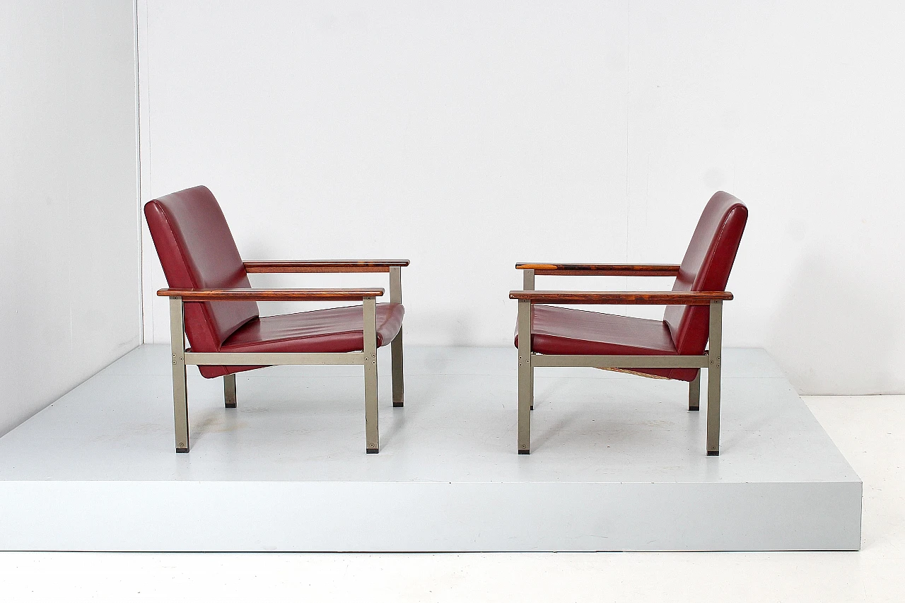 Pair of armchairs attributed to G. Coslin for 3V Arredamenti, 1960s 9