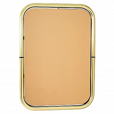 Brass and pink glass wall mirror by Cristal Arte, 1970s