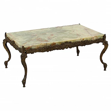 Chippendale-style bronze and onyx coffee table, 1950s