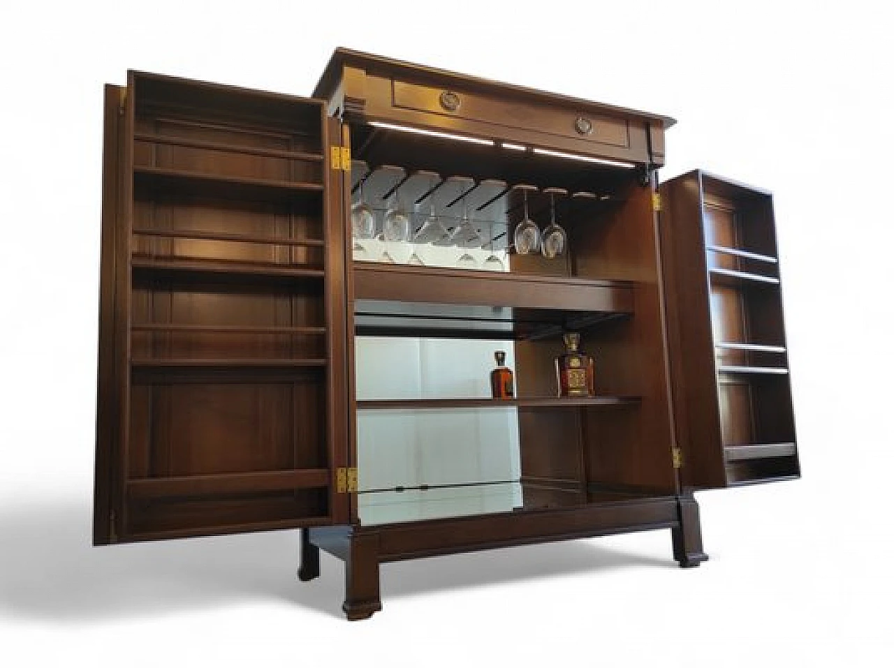 Walnut bar cabinet with inside light, 1980s 8