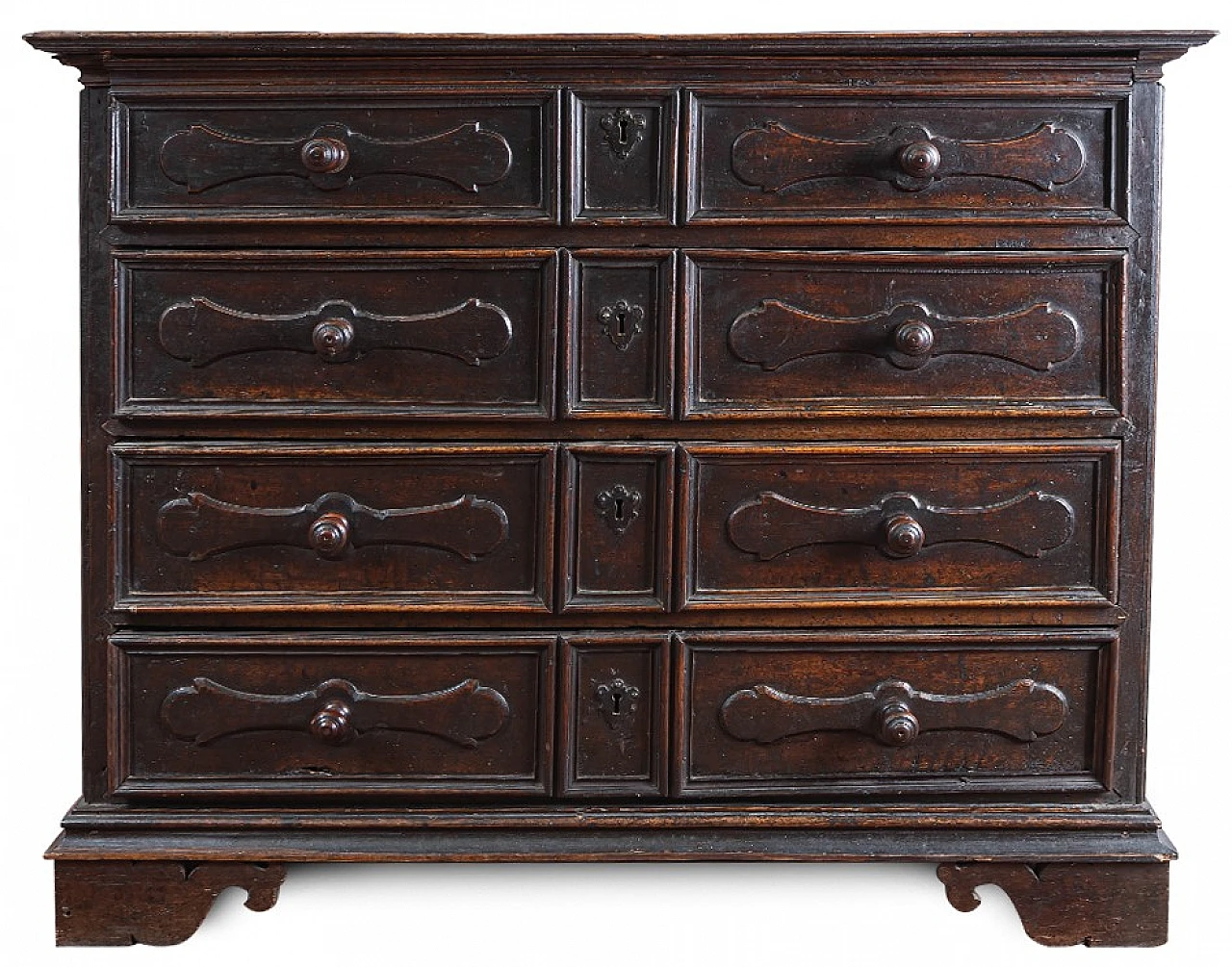 Emilian solid walnut chest of drawers, second half 17th century 1