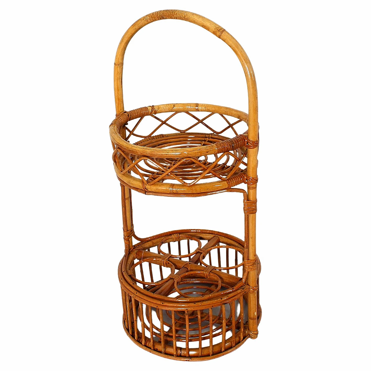 Portable bamboo bar basket attributed to Bonacina, 1960s 1