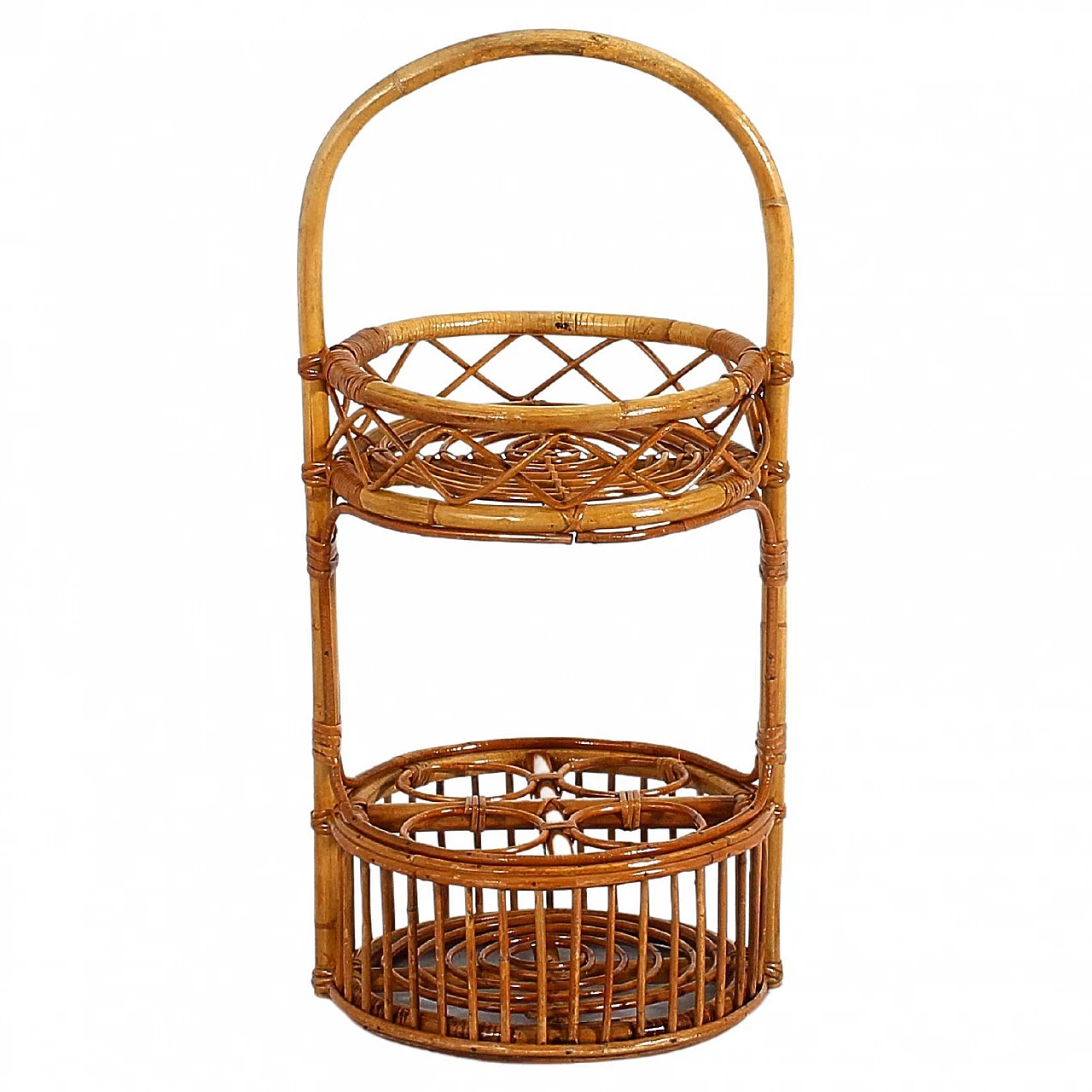 Portable bamboo bar basket attributed to Bonacina, 1960s 2