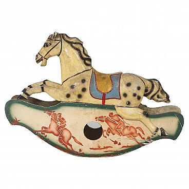 Rocking horse made of papier-mâché, metal and wood, mid-19th century