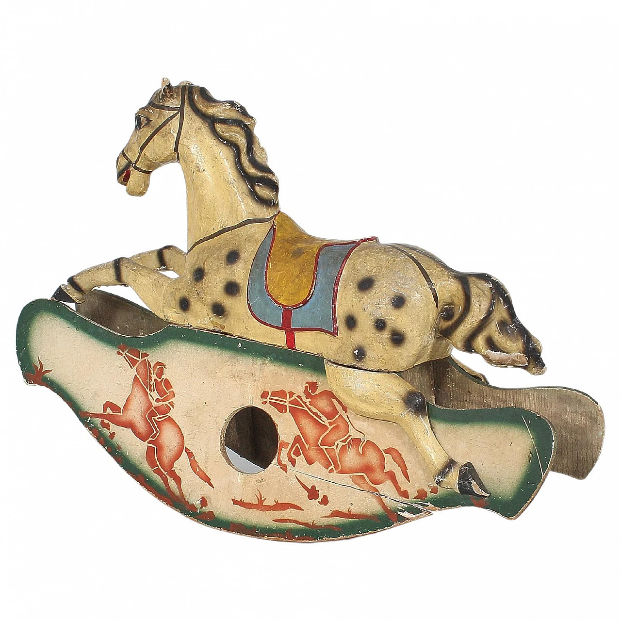 Rocking horse made of papier-mâché, metal and wood, mid-19th century 2