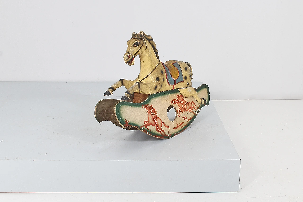 Rocking horse made of papier-mâché, metal and wood, mid-19th century 3