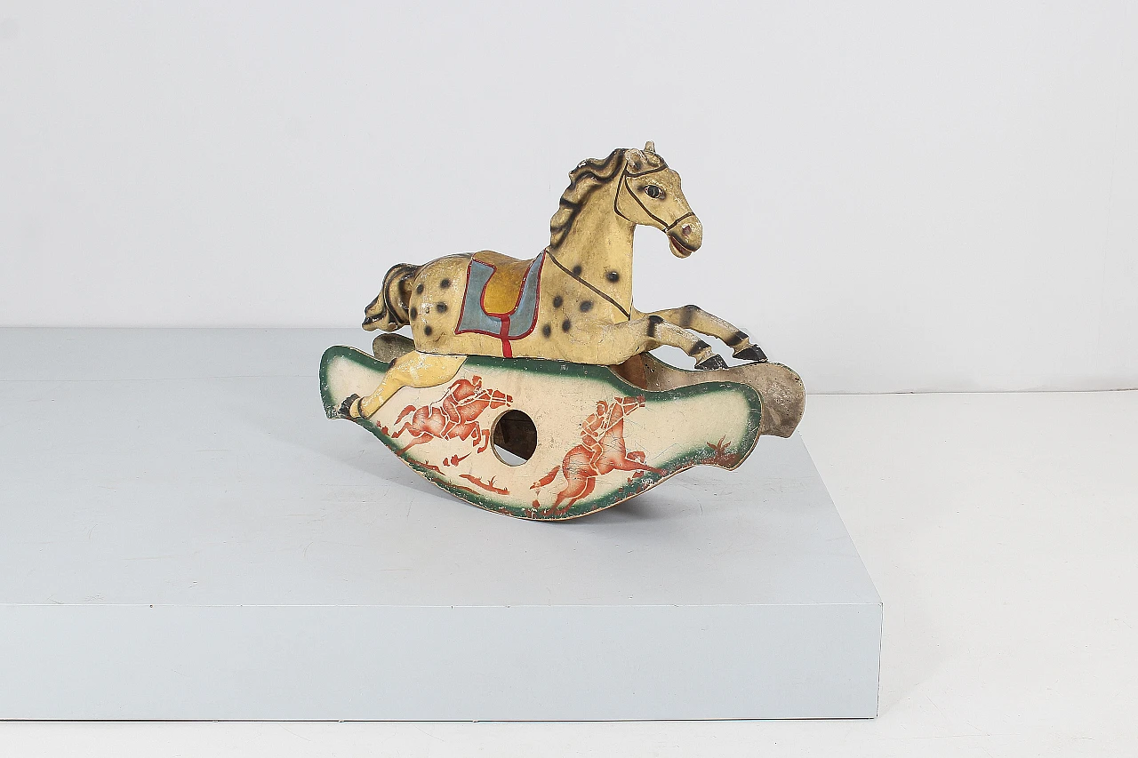 Rocking horse made of papier-mâché, metal and wood, mid-19th century 5