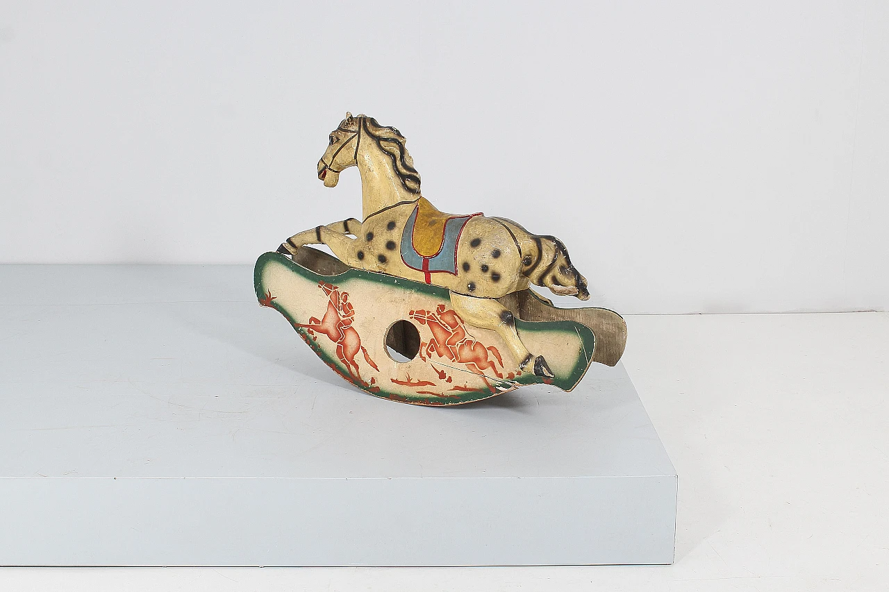 Rocking horse made of papier-mâché, metal and wood, mid-19th century 9