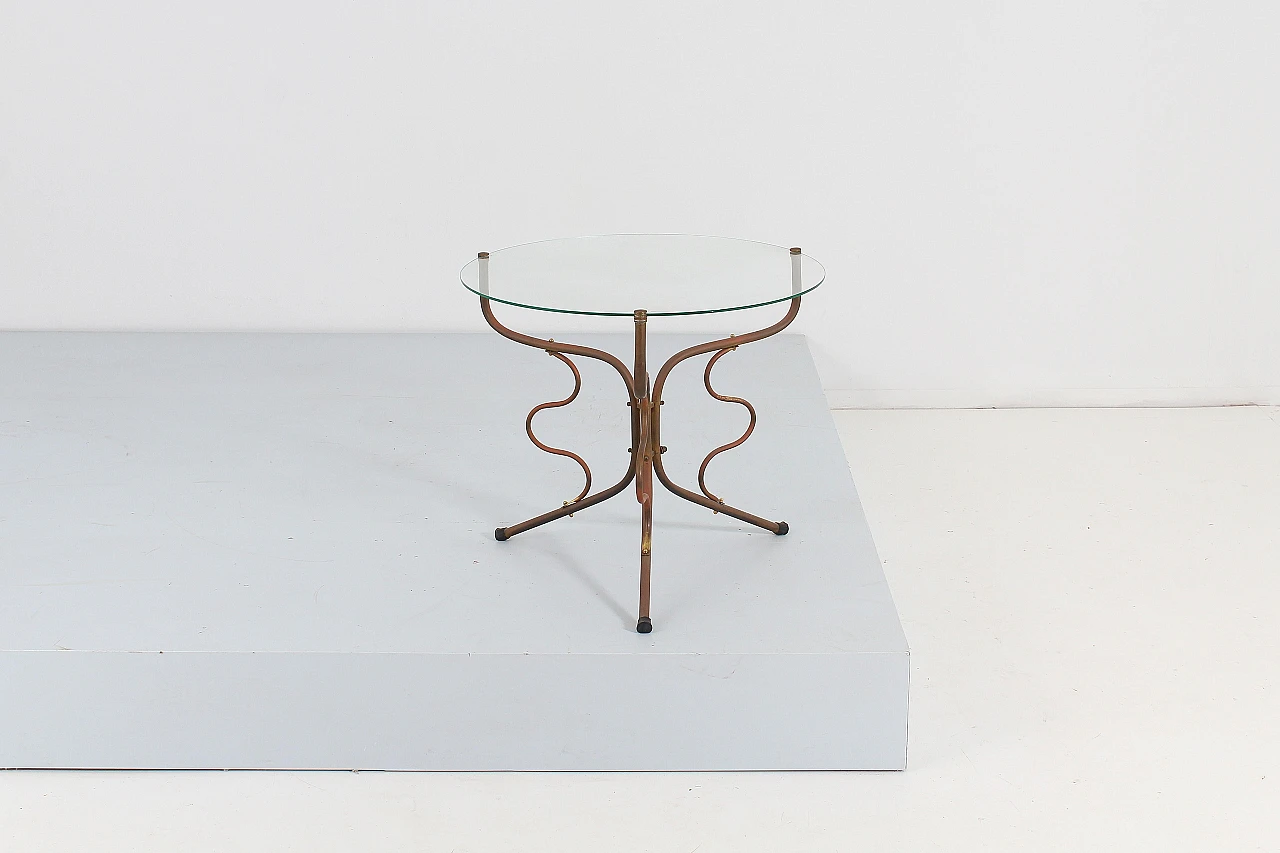 Round brass and glass coffee table, 1950s 2