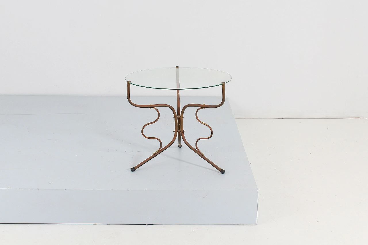 Round brass and glass coffee table, 1950s 3