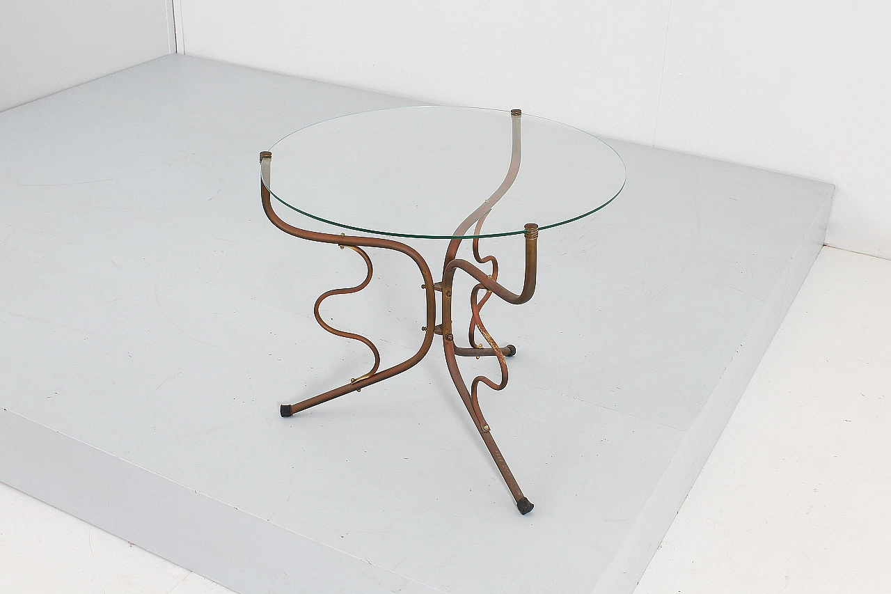 Round brass and glass coffee table, 1950s 4