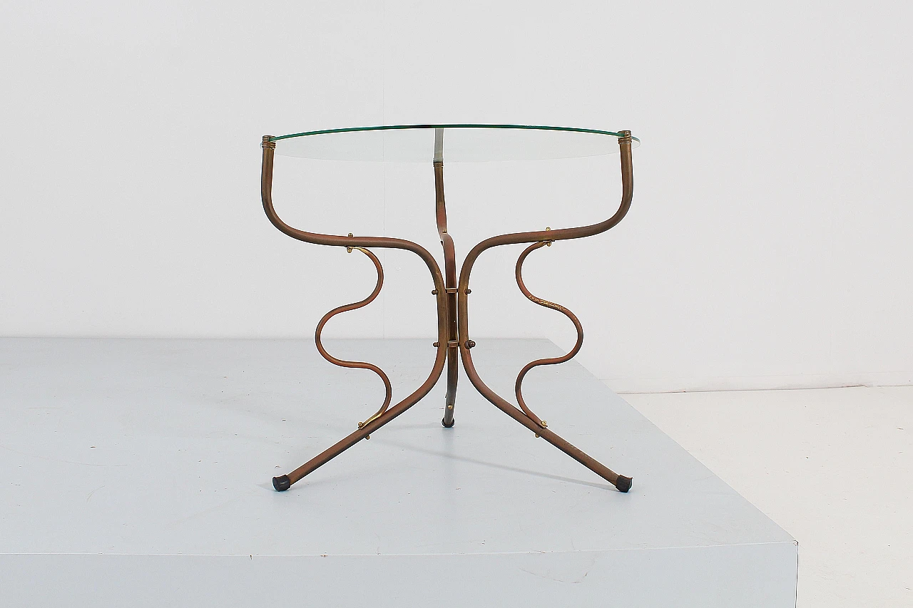 Round brass and glass coffee table, 1950s 5