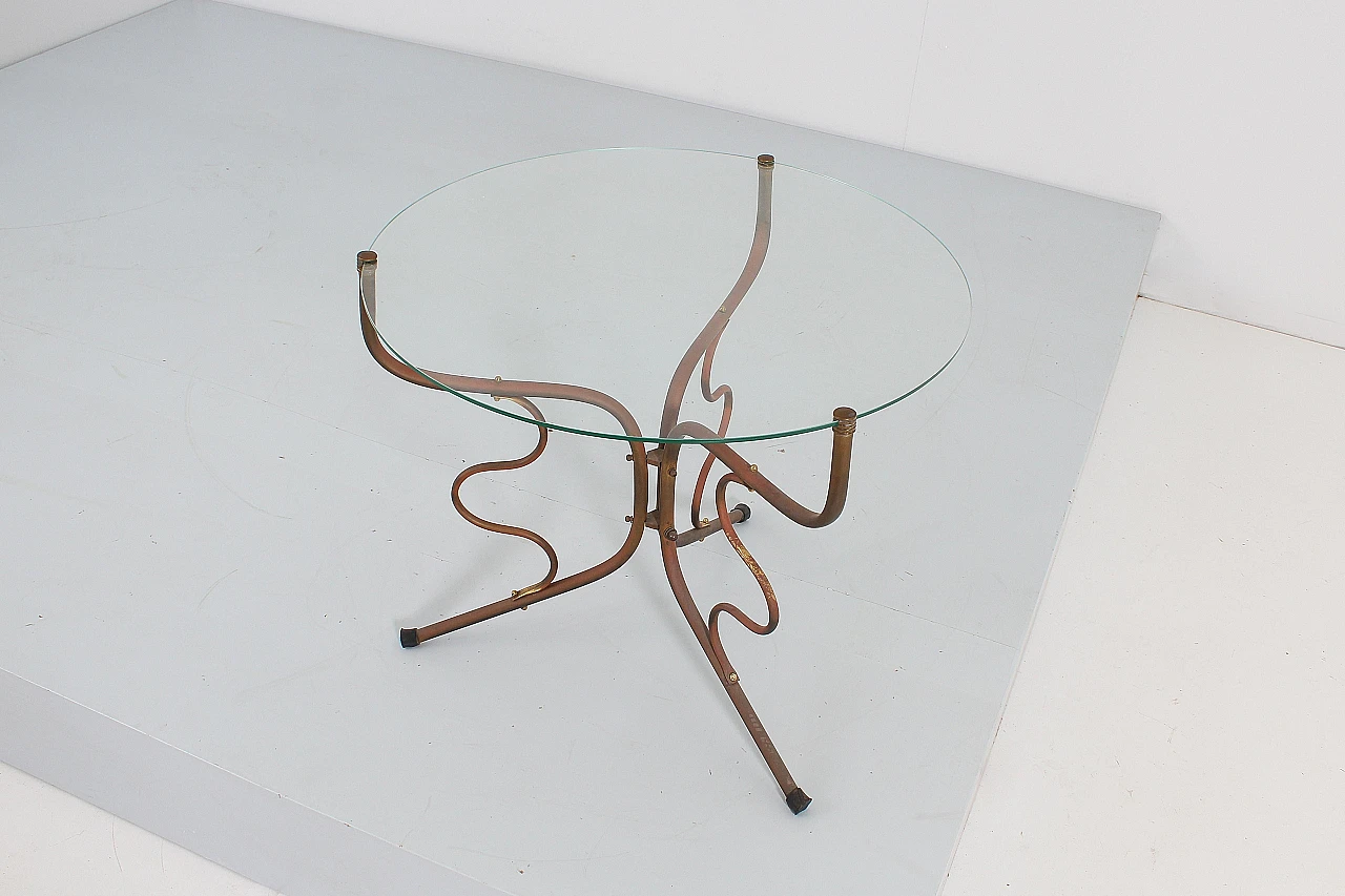 Round brass and glass coffee table, 1950s 6