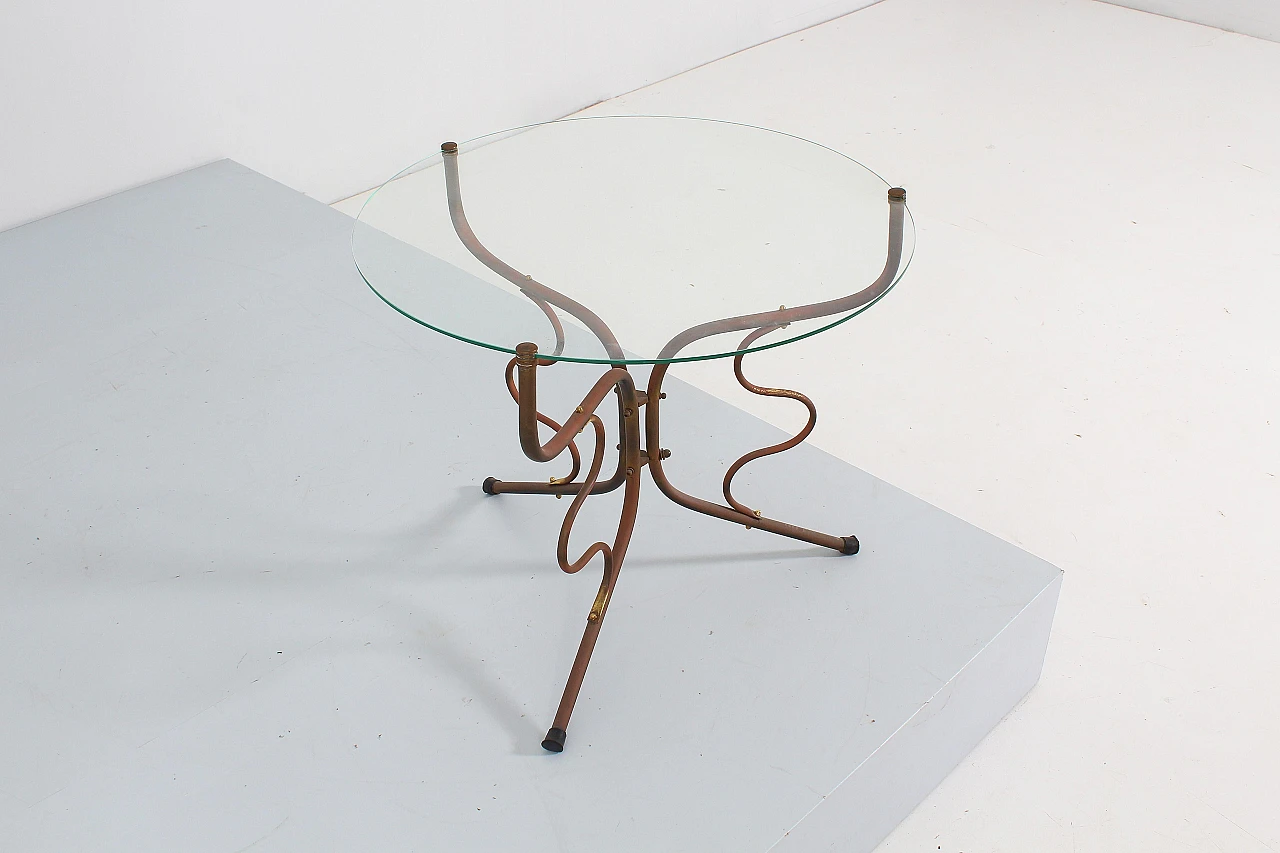 Round brass and glass coffee table, 1950s 7