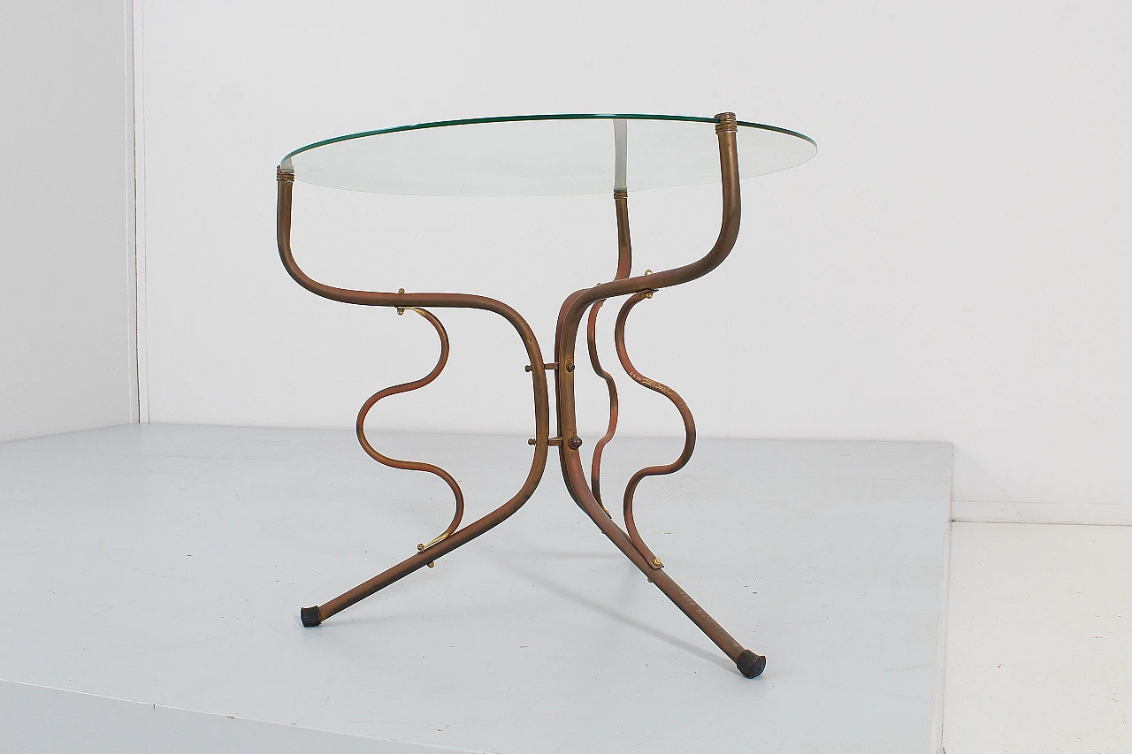 Round brass and glass coffee table, 1950s 10