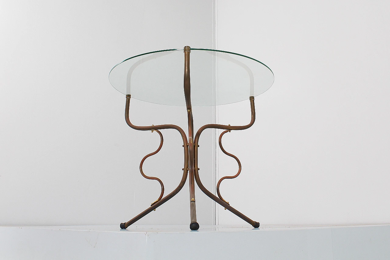 Round brass and glass coffee table, 1950s 16