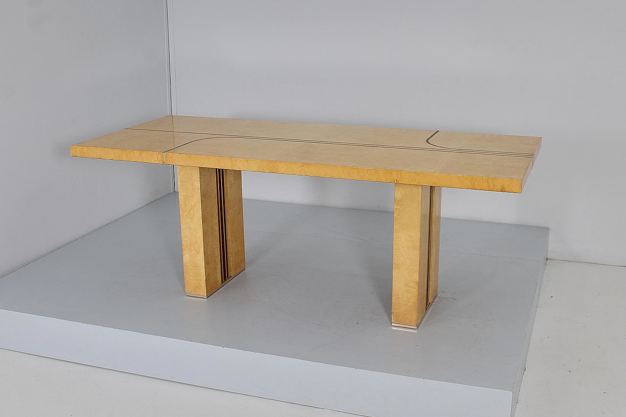 Rectangular briarwood dining table by Turri Milano, 1970s 2