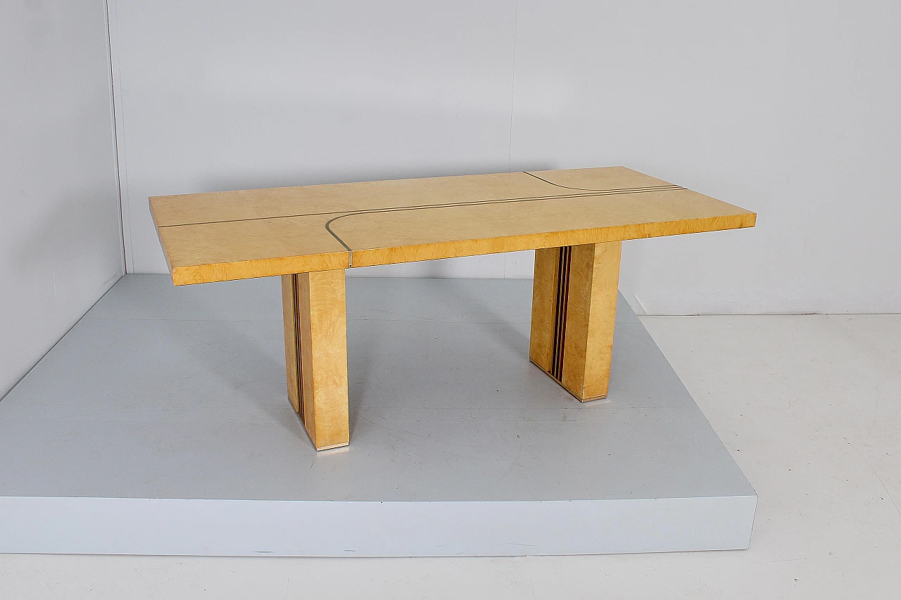 Rectangular briarwood dining table by Turri Milano, 1970s 4
