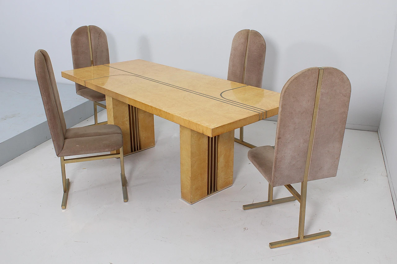 Rectangular briarwood dining table by Turri Milano, 1970s 20