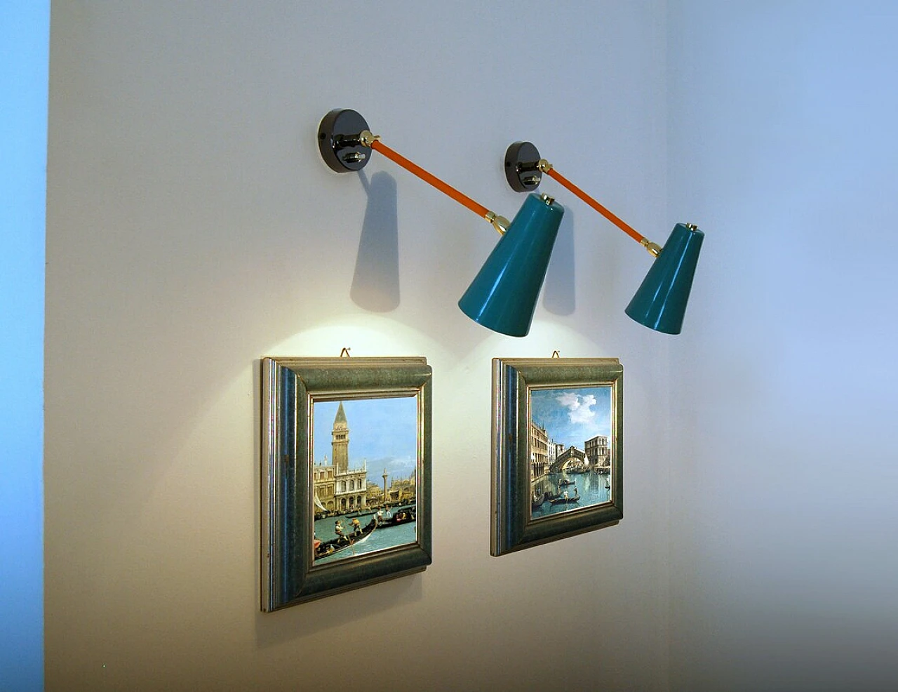 Nickel-plated brass and lacquered metal adjustable wall light 2