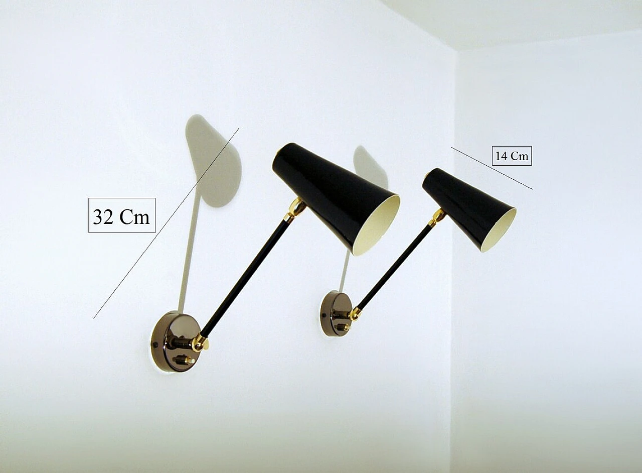 Adjustable brass and black lacquered metal wall light 4