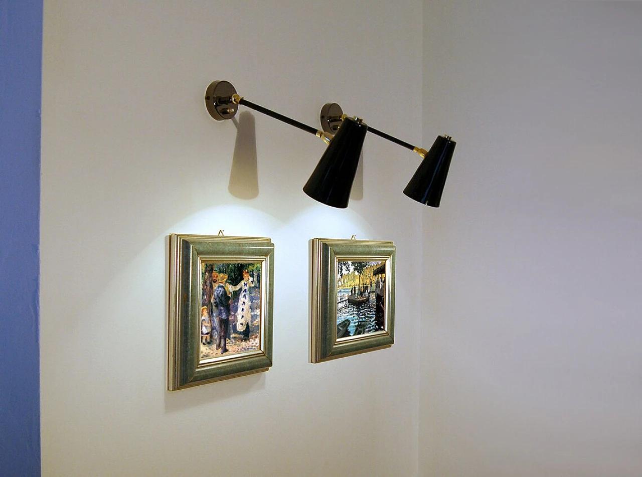 Adjustable brass and black lacquered metal wall light 5