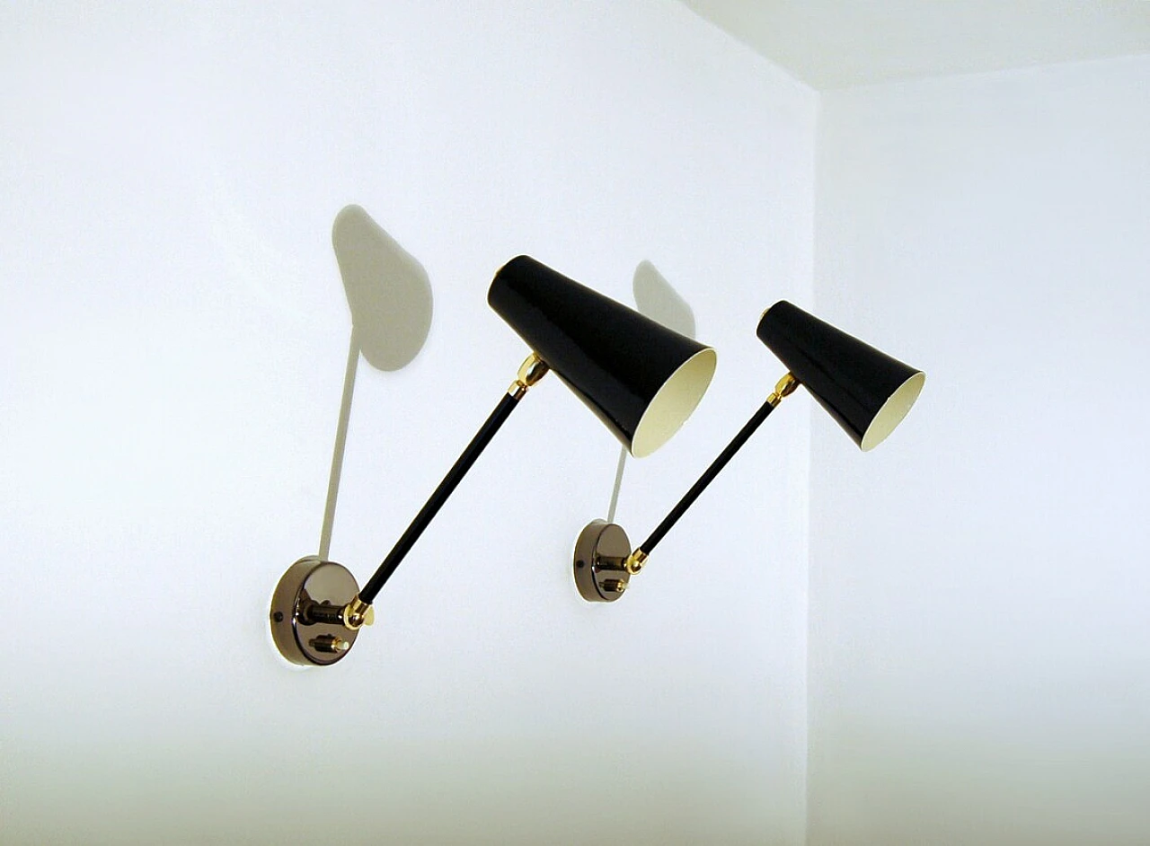 Adjustable brass and black lacquered metal wall light 6