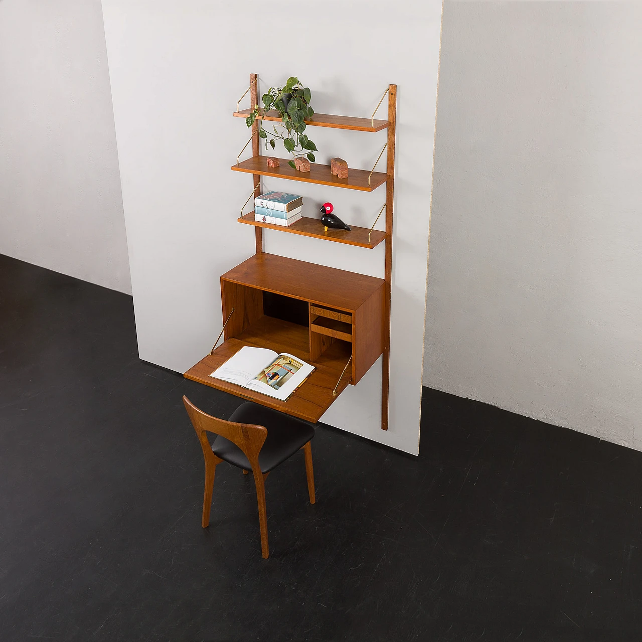 Hanging bookcase with writing desk by Poul Cadovius for Cado, 1960s 3