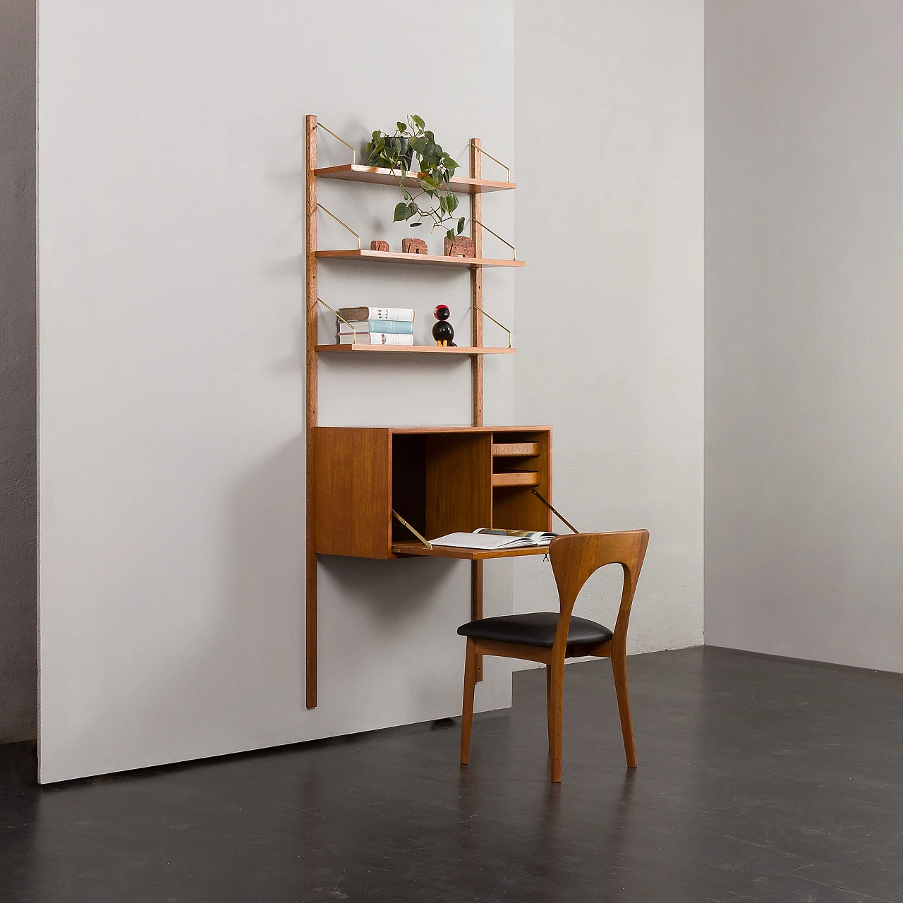 Hanging bookcase with writing desk by Poul Cadovius for Cado, 1960s 5