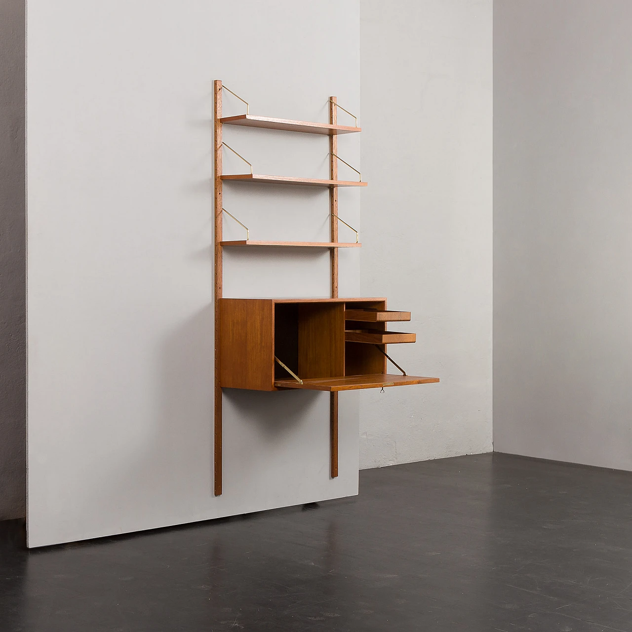 Hanging bookcase with writing desk by Poul Cadovius for Cado, 1960s 8