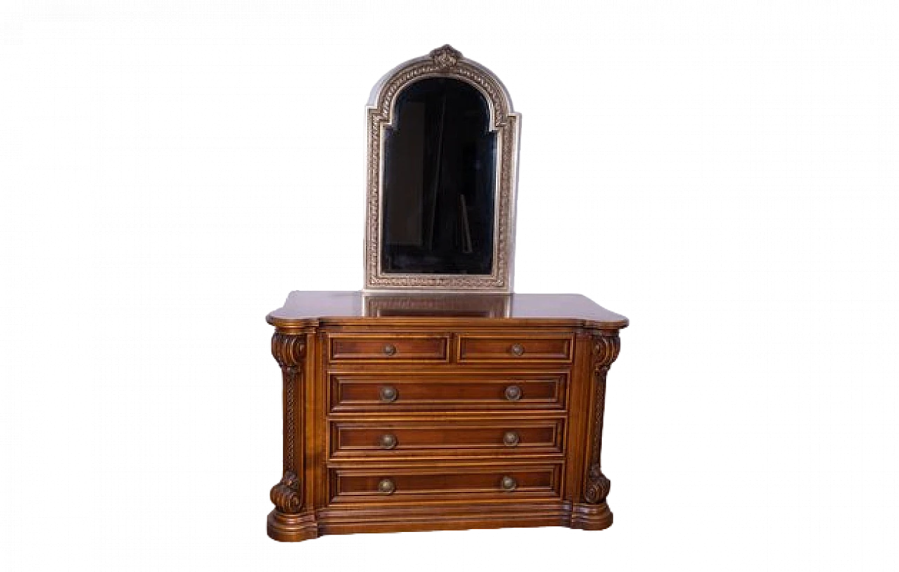 Carved walnut dresser with mirror by Roncoroni, 1970s 12