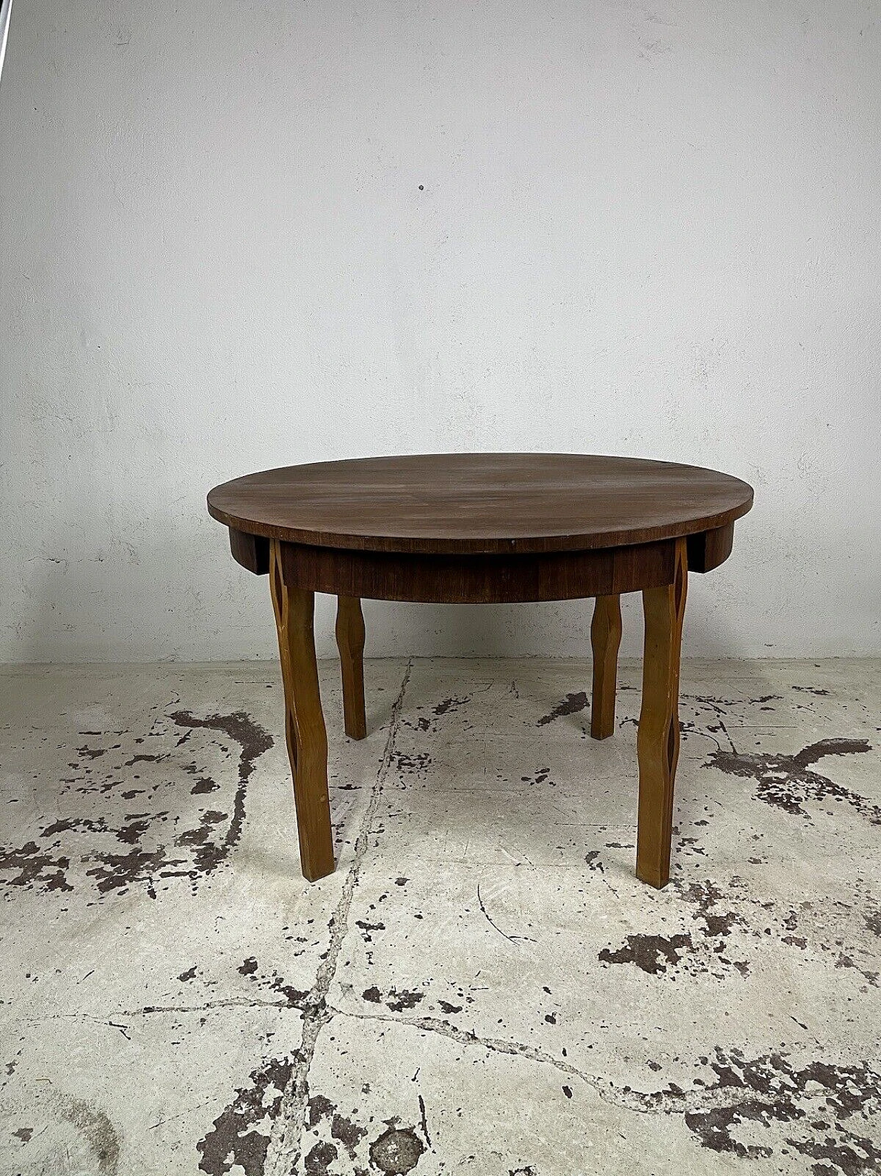 Round wood table attributed to Ico Parisi, 1950s 1