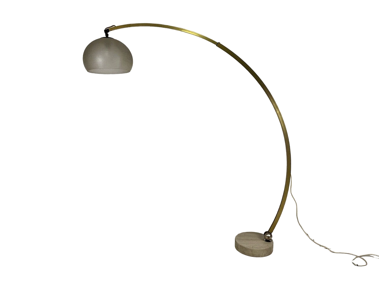 Aluminum, plastic and marble arc lamp by Guzzini, 1960s 2