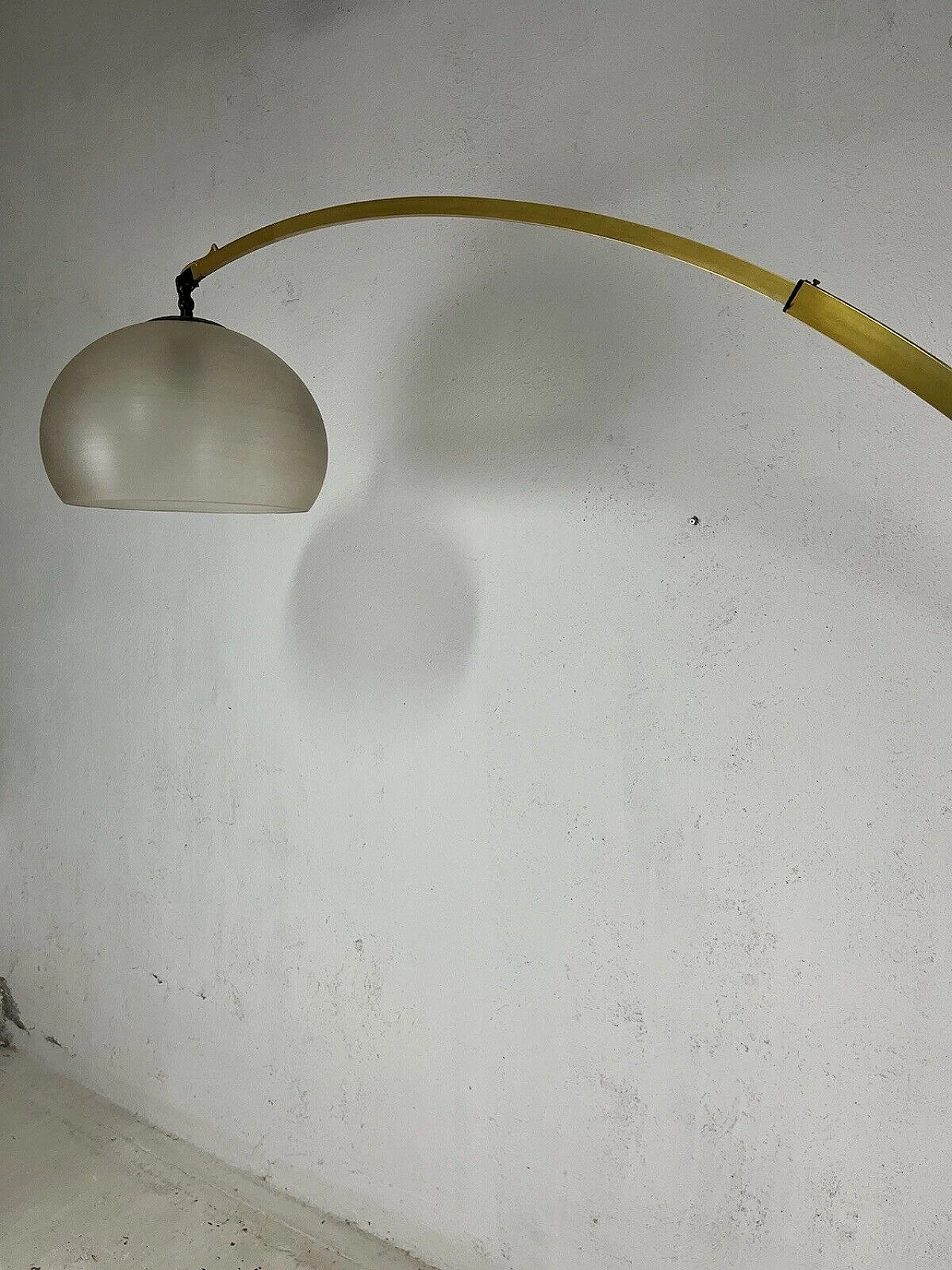 Aluminum, plastic and marble arc lamp by Guzzini, 1960s 9