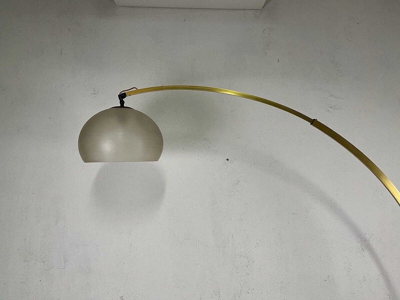 Aluminum, plastic and marble arc lamp by Guzzini, 1960s 10