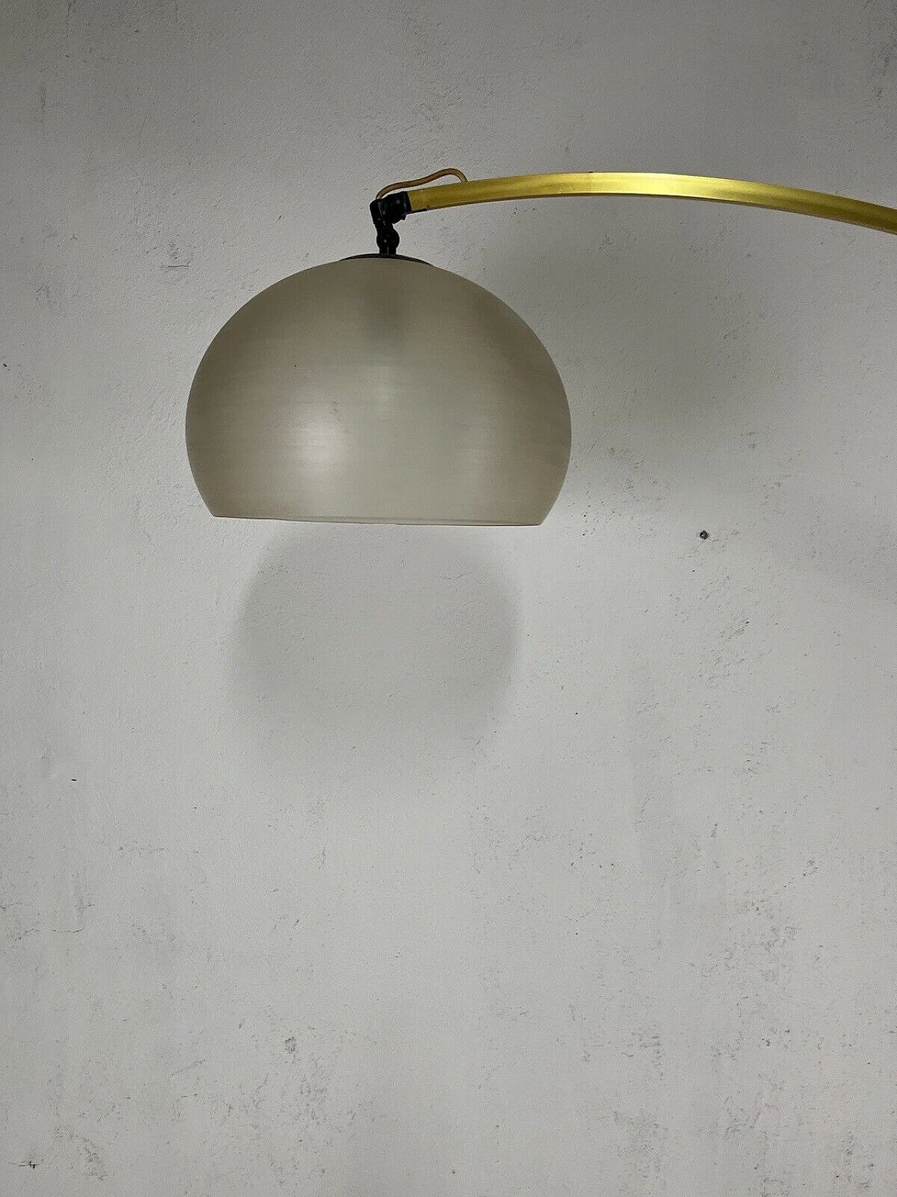 Aluminum, plastic and marble arc lamp by Guzzini, 1960s 11