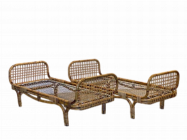 Pair of bamboo daybeds in the style of Tito Agnoli, 1970s