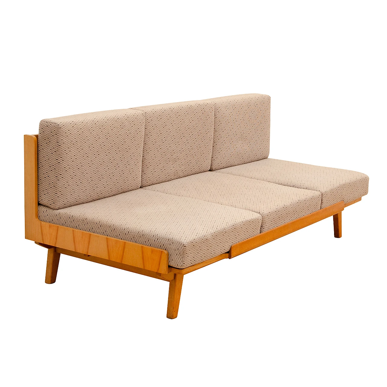 Drevotvar beech folding sofa bed, 1970s 1