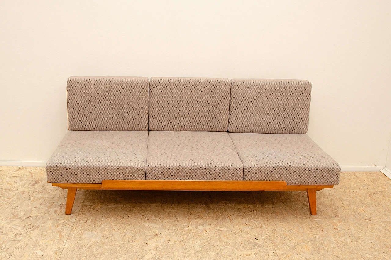 Drevotvar beech folding sofa bed, 1970s 2