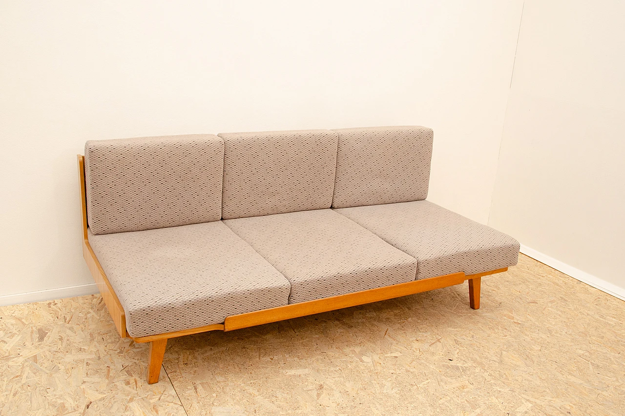 Drevotvar beech folding sofa bed, 1970s 3