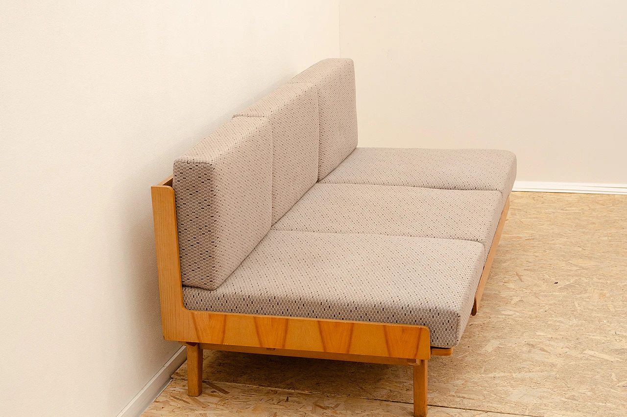 Drevotvar beech folding sofa bed, 1970s 4