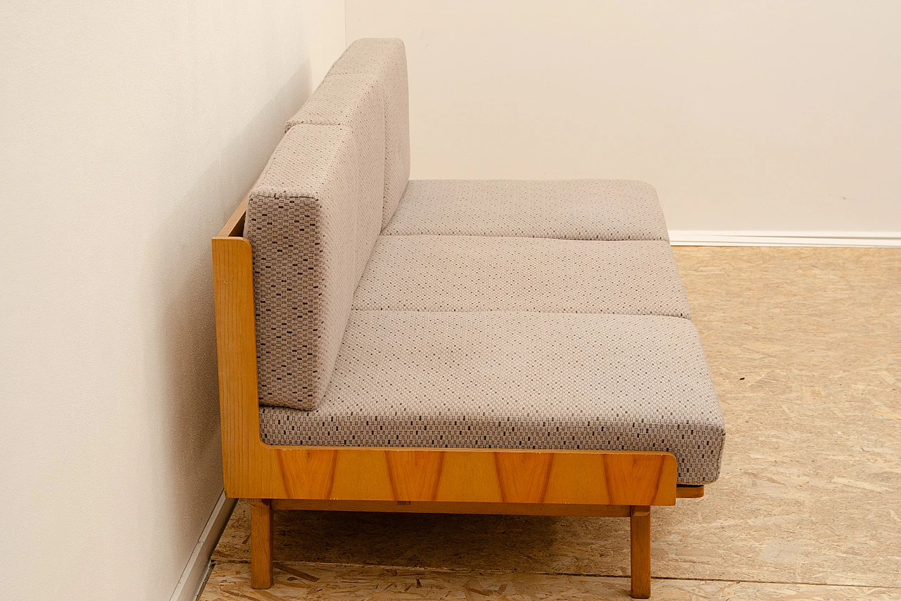 Drevotvar beech folding sofa bed, 1970s 5