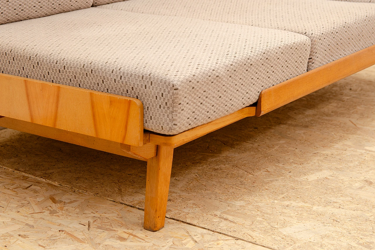 Drevotvar beech folding sofa bed, 1970s 6