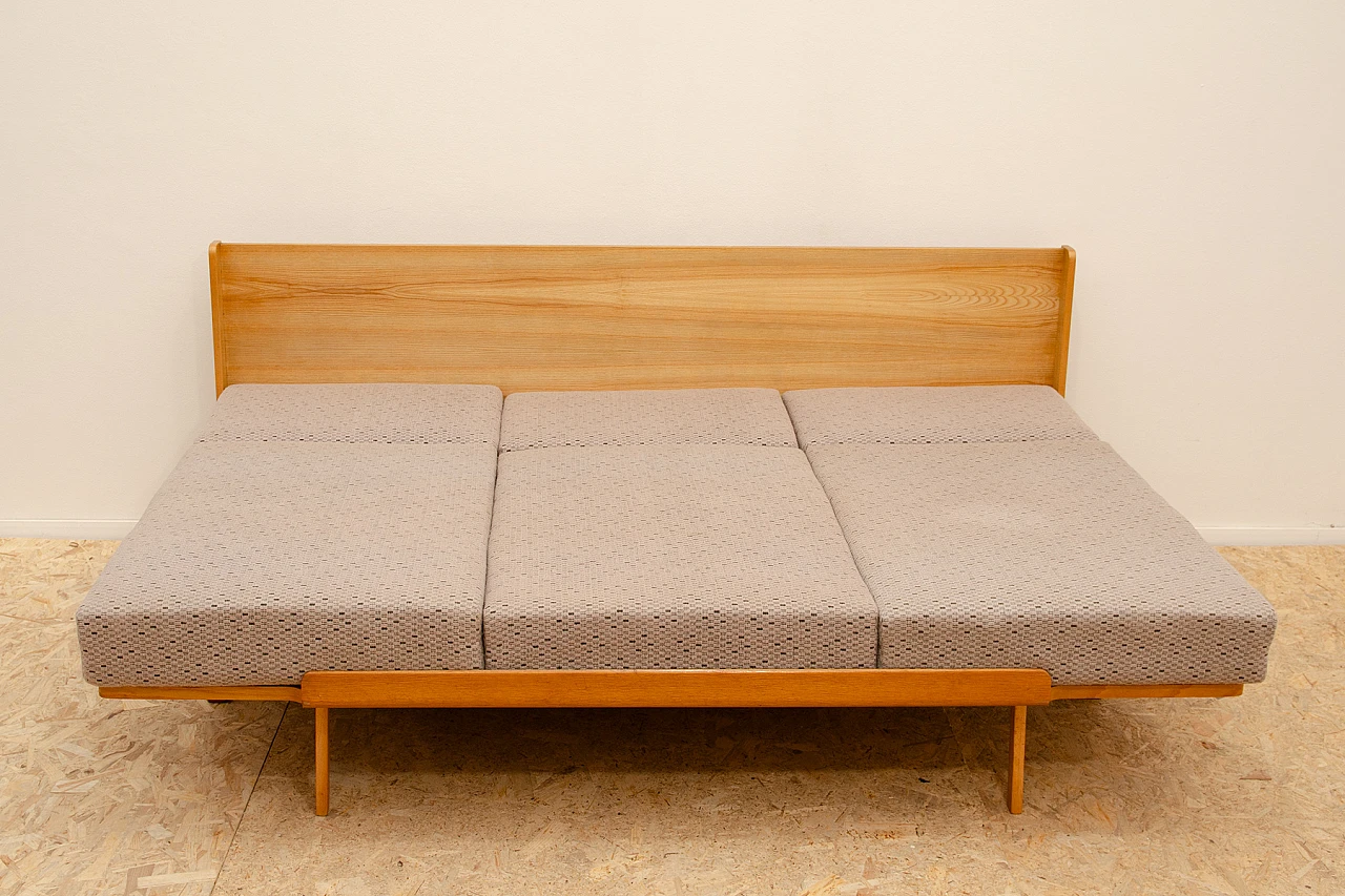 Drevotvar beech folding sofa bed, 1970s 11