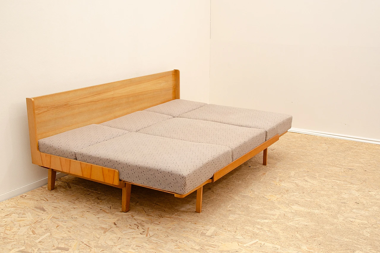 Drevotvar beech folding sofa bed, 1970s 13