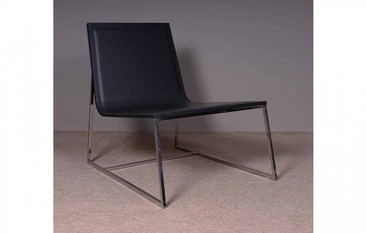 Isotta armchair in black leather & steel by Jesse, 1980s 2