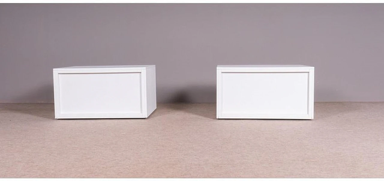 Pair of striped wooden bedside tables with 2 drawers, 1980s 5